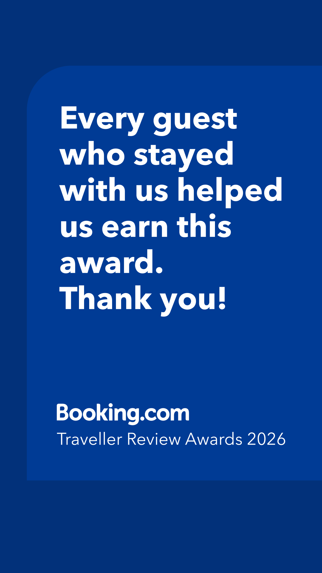 Booking.com Traveller Review Award 2026
